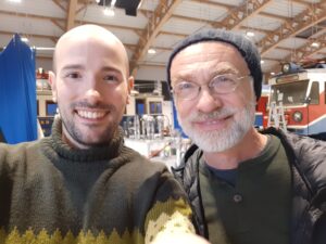 Santiago Arca Henon on the set of the film "Fin del Mundo?", with the director Piotr Dumała