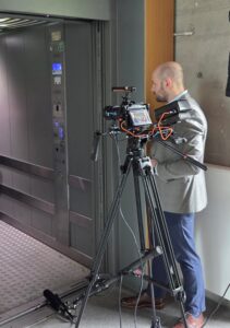 Santiago Arca Henon on the set of a short film by the Warsaw Film School (Warszawska Szkoła Filmowa),WFS, WSF. Między Piętrami, a short film by Jan Brzeziński