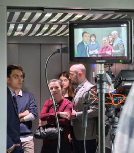 Santiago Arca Henon on the set of a short film by the Warsaw Film School (Warszawska Szkoła Filmowa),WFS, WSF. Między Piętrami, a short film by Jan Brzeziński